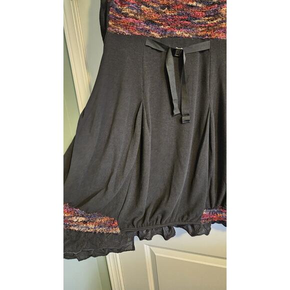 Paolo Tricut Dress Size S Black Layered Long Sleeve Ruffles Lagenlook BOHO Artsy - Picture 11 of 15